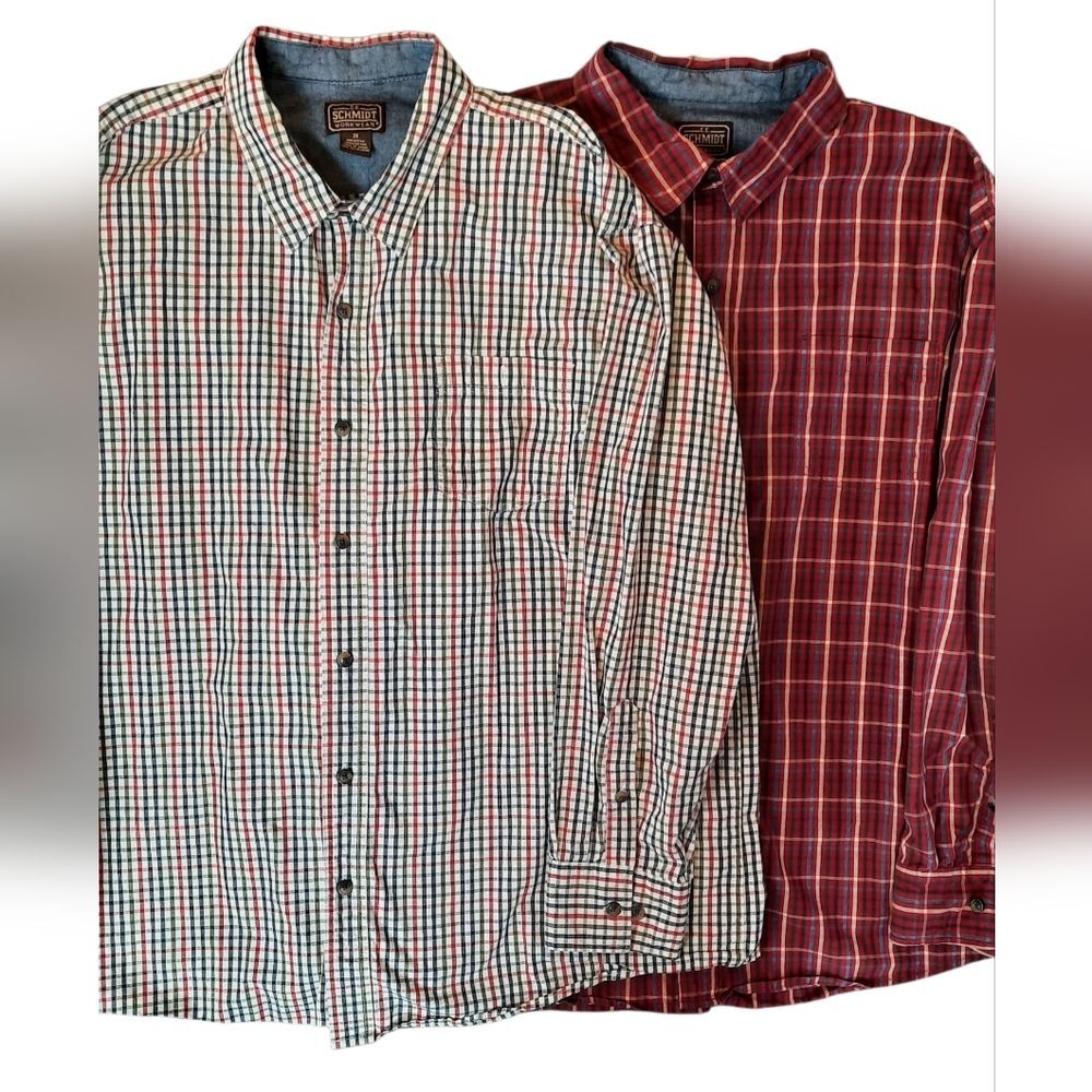 CE Schmidt Workwear Shirts Mens 2X Red Checkered Streetwear Workwear Outdoor